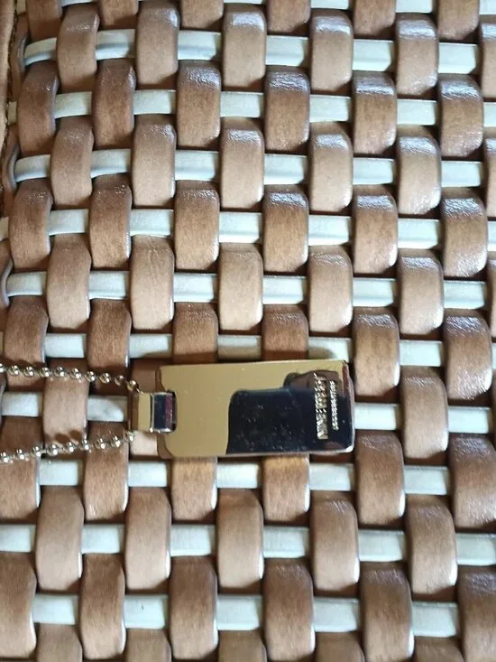 Nine West Woven Tote Bag Tan Beige Shoulder Purse Basket Weave Boho Y2K - Picture 5 of 5